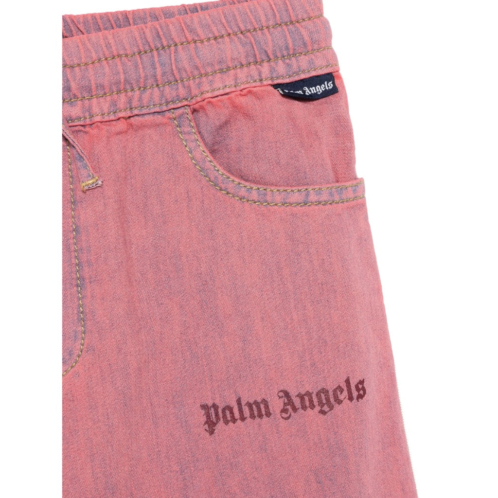 Palm Angels Kids Track Wide Chambray Pants