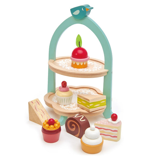 Load image into Gallery viewer, Tender Leaf Toys Mini Chef Birdie Afternoon Tea Stand
