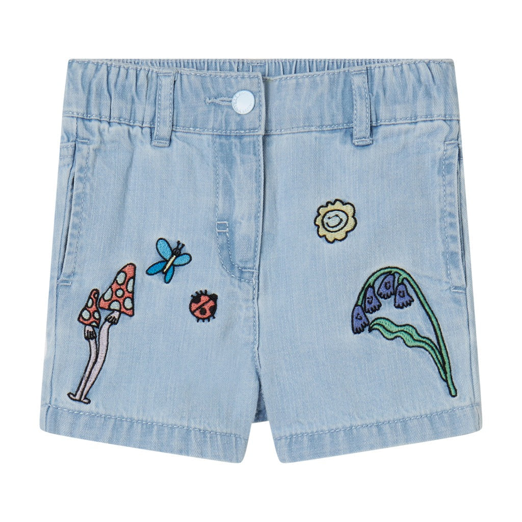 Stella McCartney Kids Woodland Friends Light Denim Shorts