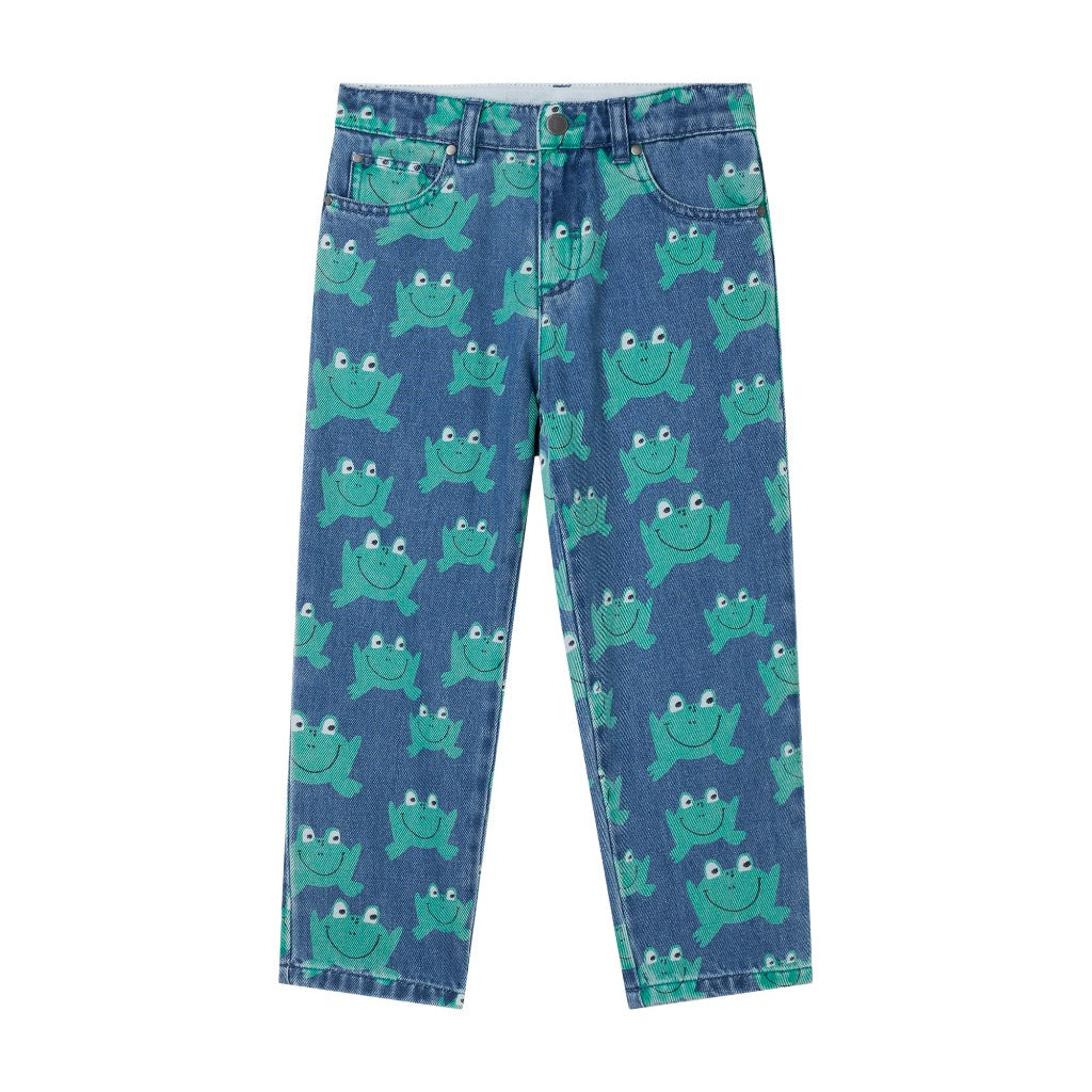 Stella McCartney Kids Denim Frog All-Over Print Trousers