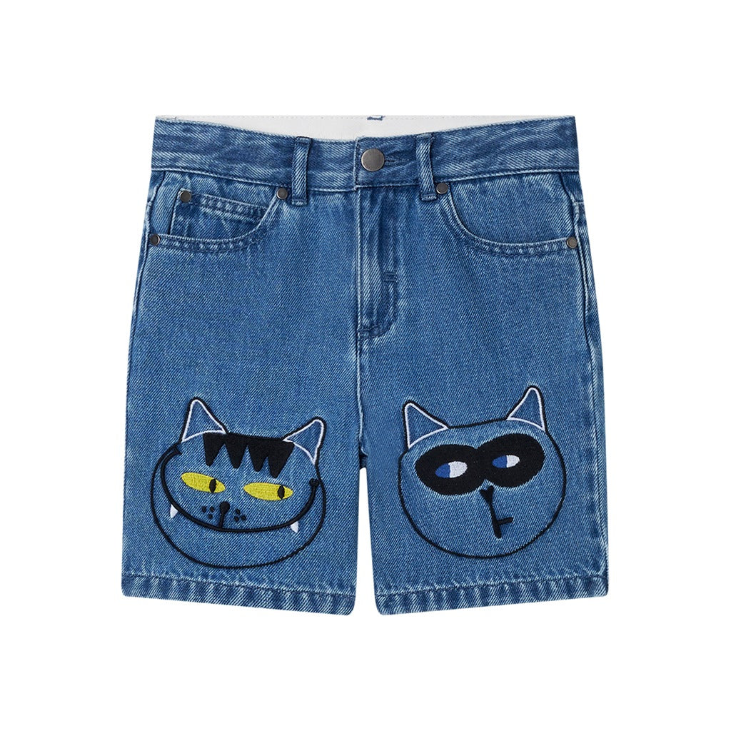 Stella McCartney Kids Skater Cats Denim Shorts