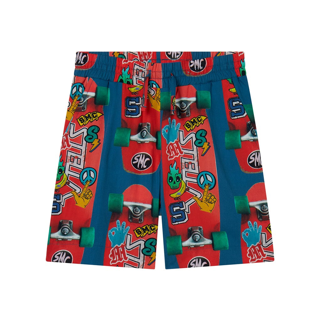 Stella McCartney Kids Graphic Skateboards All-Over Print Shorts