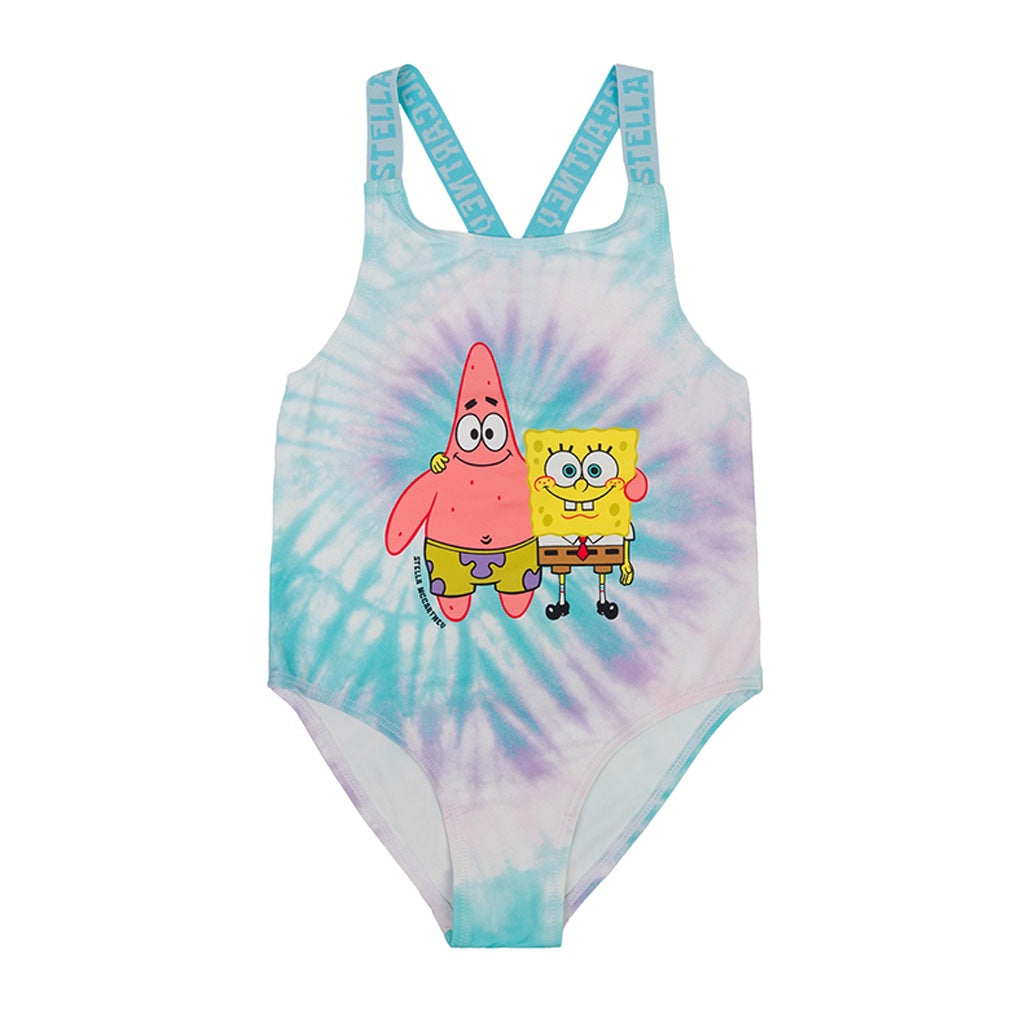 Stella McCartney Kids Tie Dye SpongeBob All-Over Print Swimsuit
