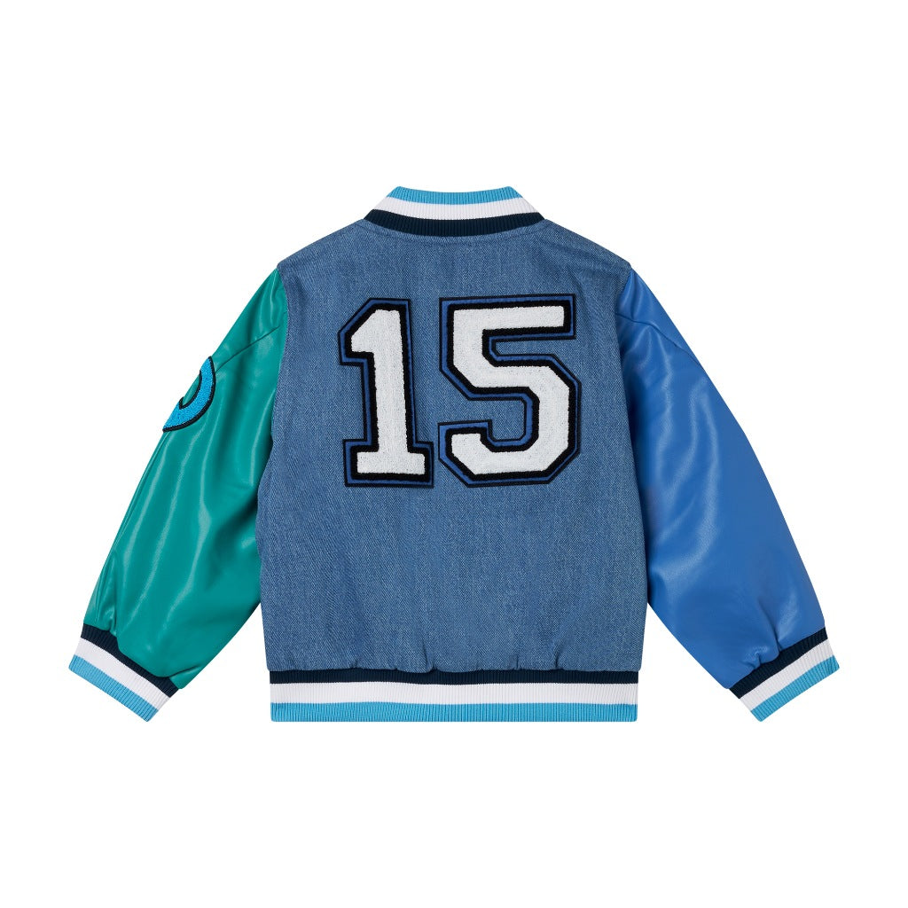 Stella McCartney Kids Denim Varsity Bomber Jacket
