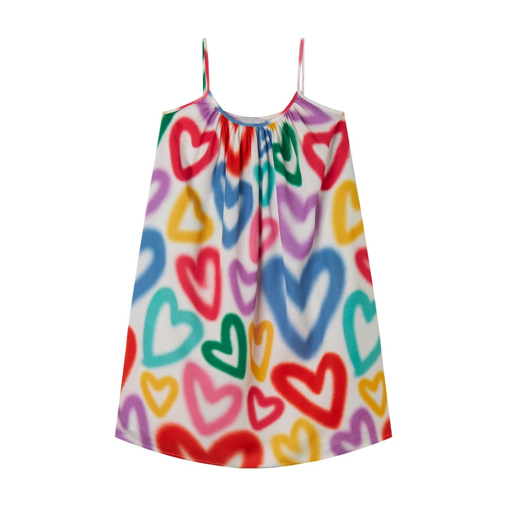 Stella McCartney Kids Spray Multicolour Hearts All-Over Print Dress