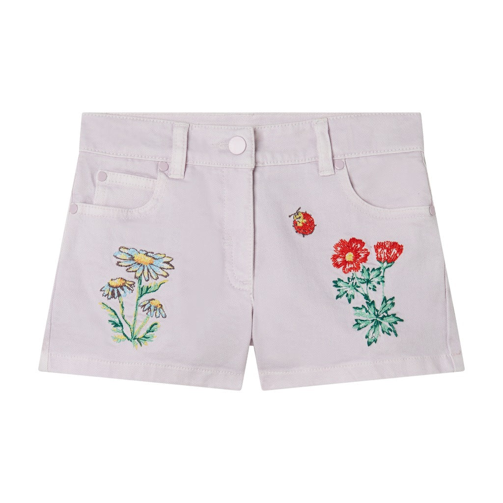 Stella McCartney Kids Cotton Gabardine Floral Shorts