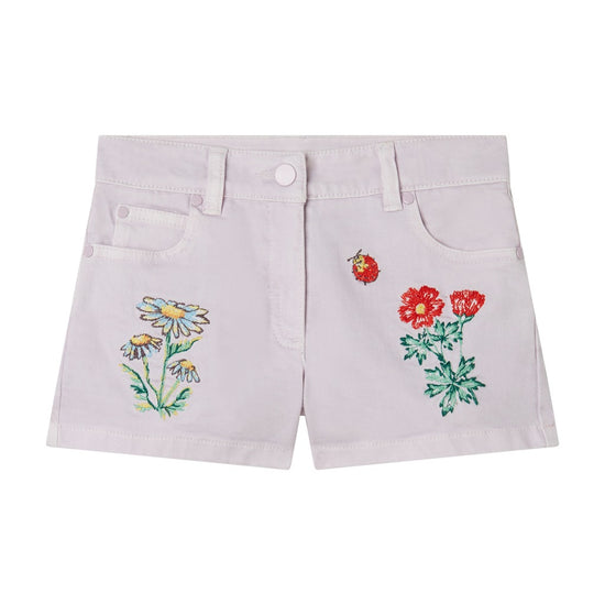 Stella McCartney Kids Cotton Gabardine Floral Shorts