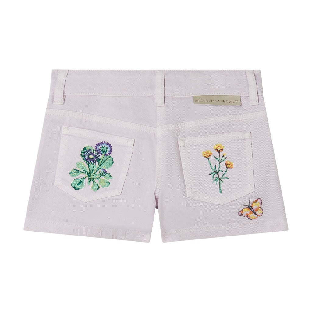 Stella McCartney Kids Cotton Gabardine Floral Shorts