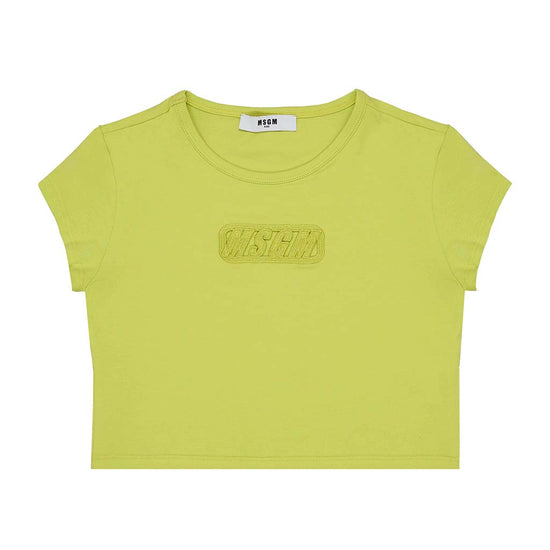 MSGM Kids Stretch Graphic Croped T-shirt