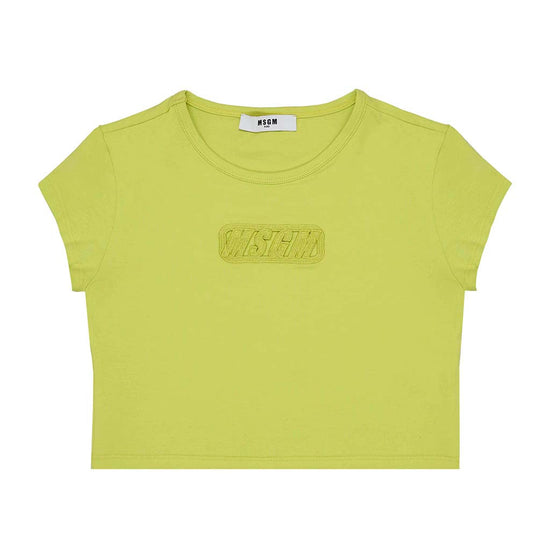 MSGM Kids Stretch Graphic Croped T-shirt