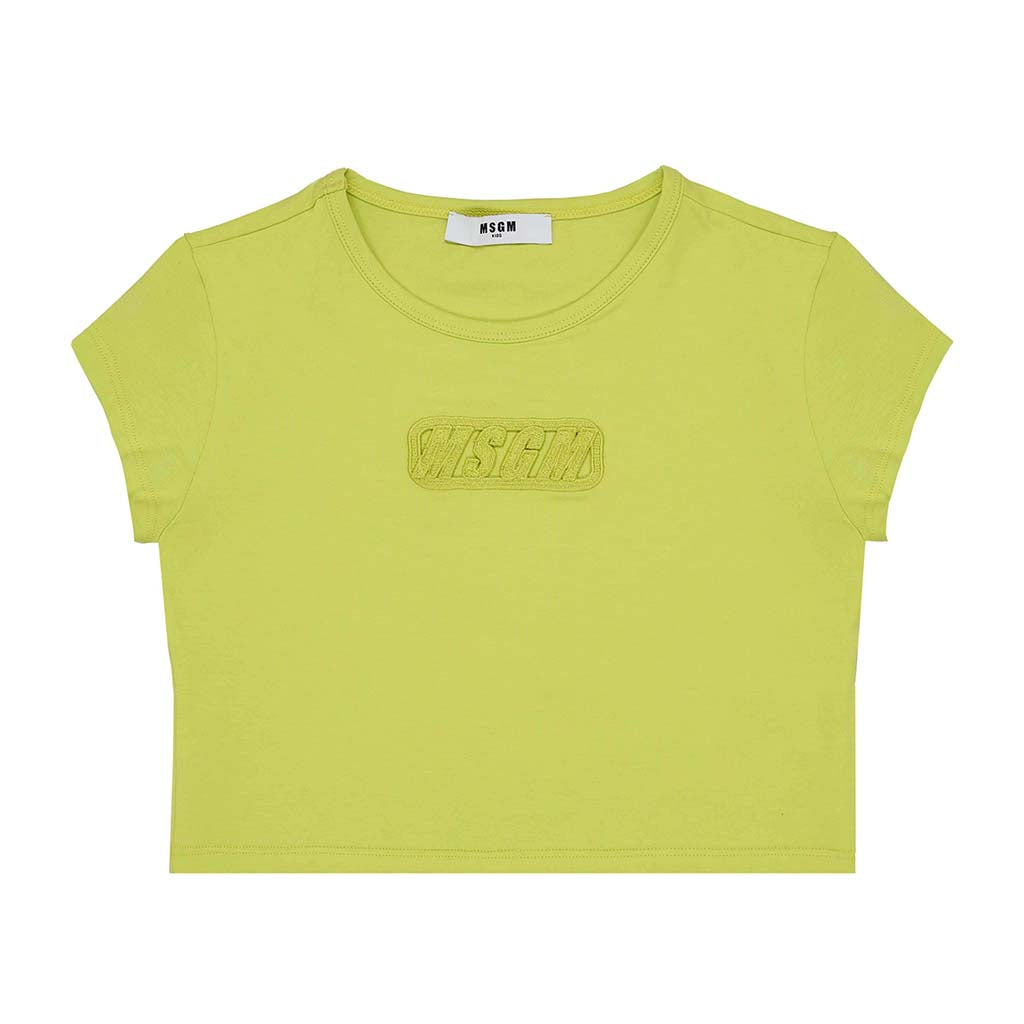 MSGM Kids Stretch Graphic Croped T-shirt