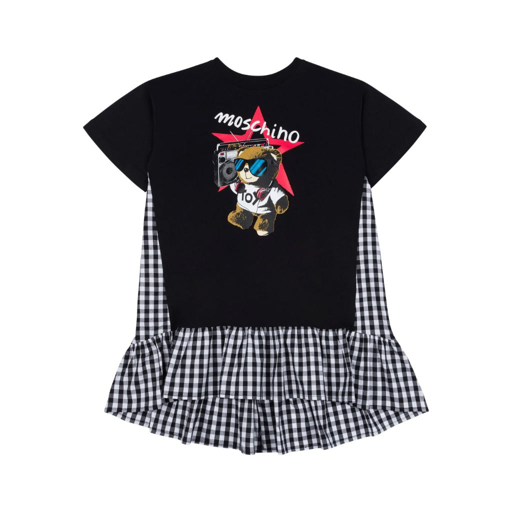 Moschino Kids Teddy Graphic Gingham Dress
