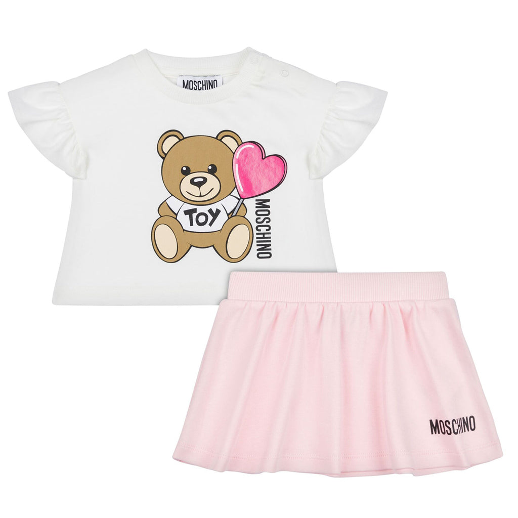 Moschino Kids Teddy Heart T-shirt With Skirt Set