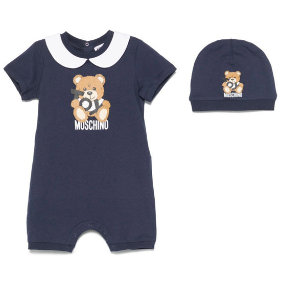 Moschino Kids Toy Bear Romper With Hat Gift Set