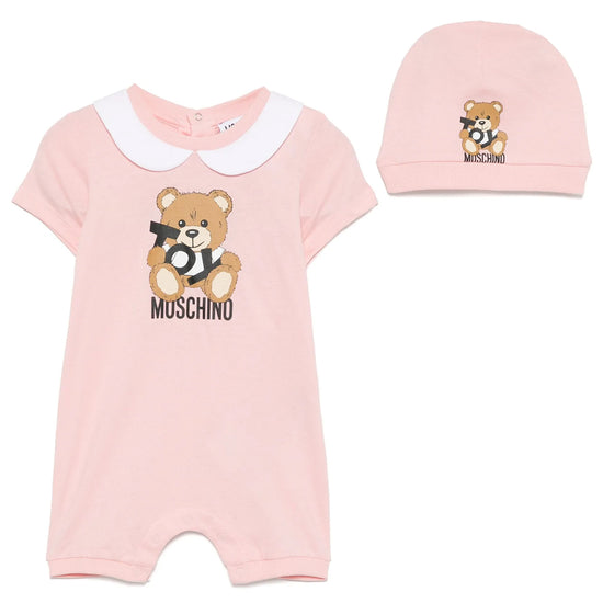 Moschino Kids Toy Bear Romper With Hat Gift Set