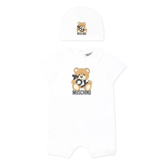 Moschino Kids Toy Bear Romper With Hat Gift Set