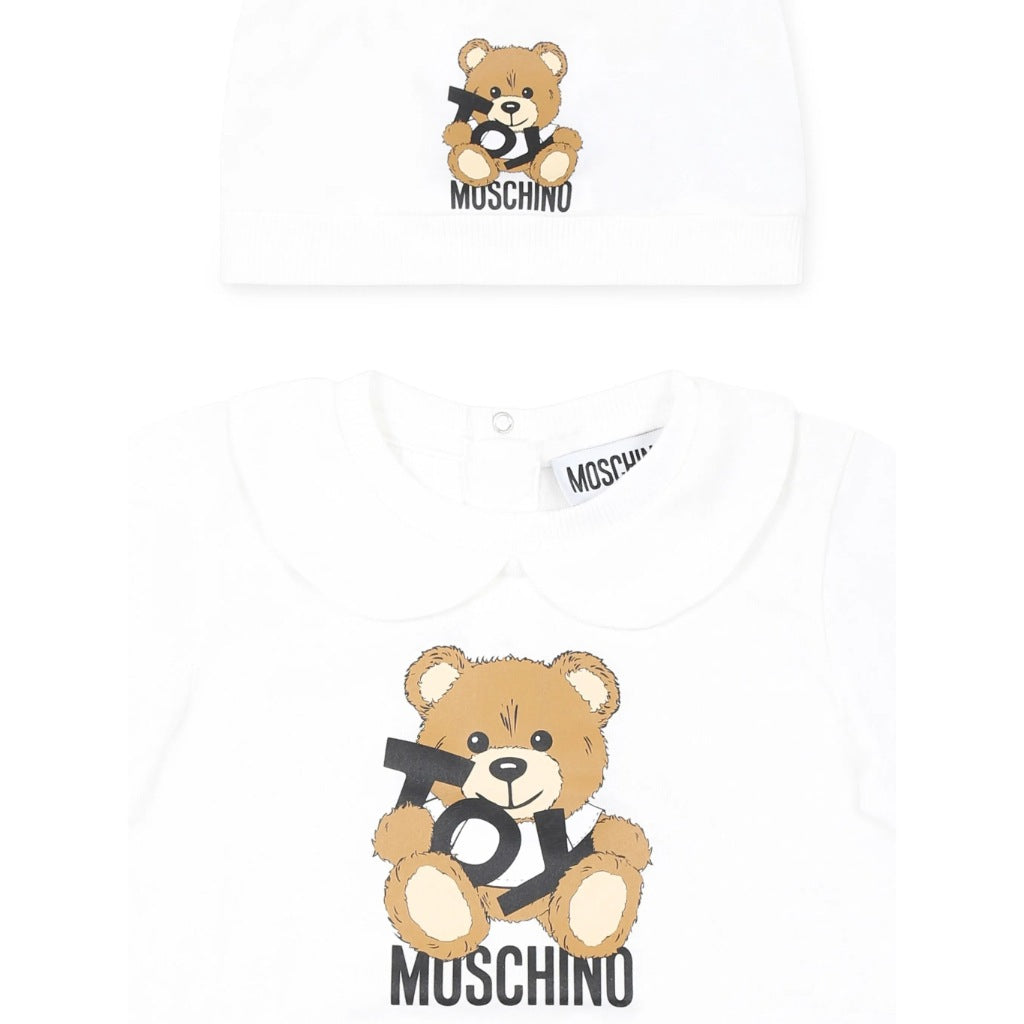 Moschino Kids Toy Bear Romper With Hat Gift Set