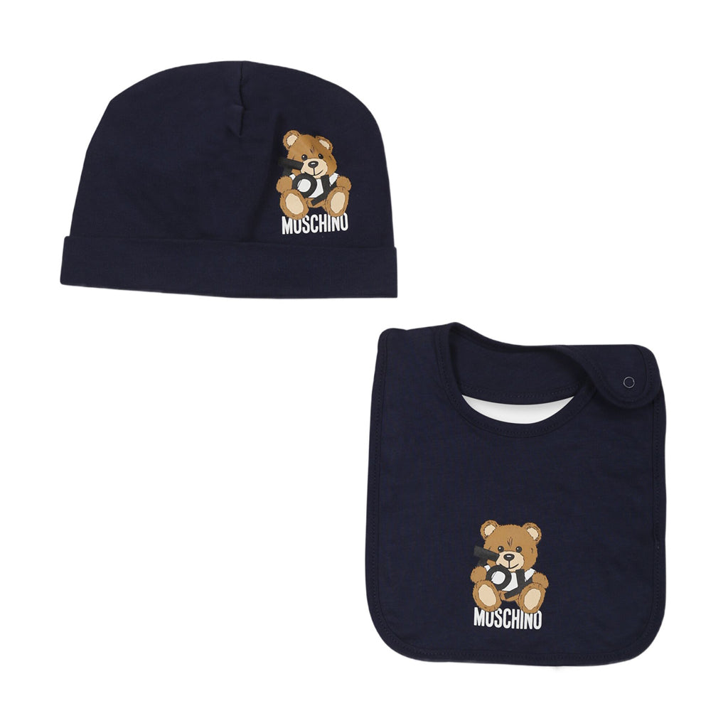 Moschino Kids Toy Bear Hat With Bib Set