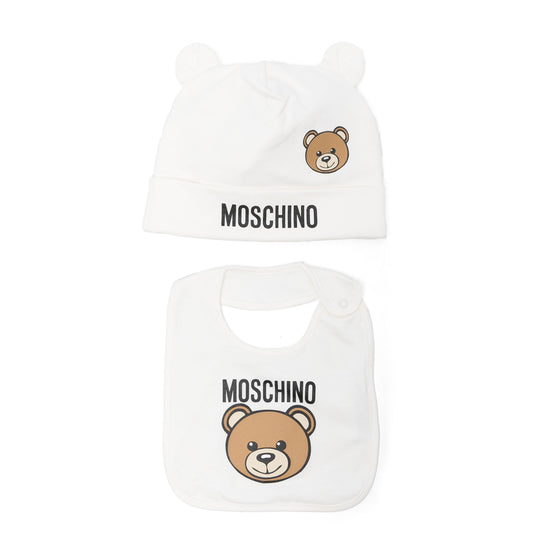 Moschino Kids Teddy Logo Hat With Bib Set