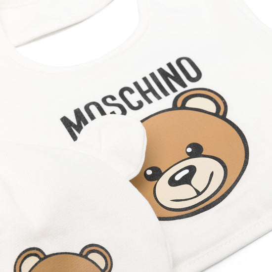 Moschino Kids Teddy Logo Hat With Bib Set
