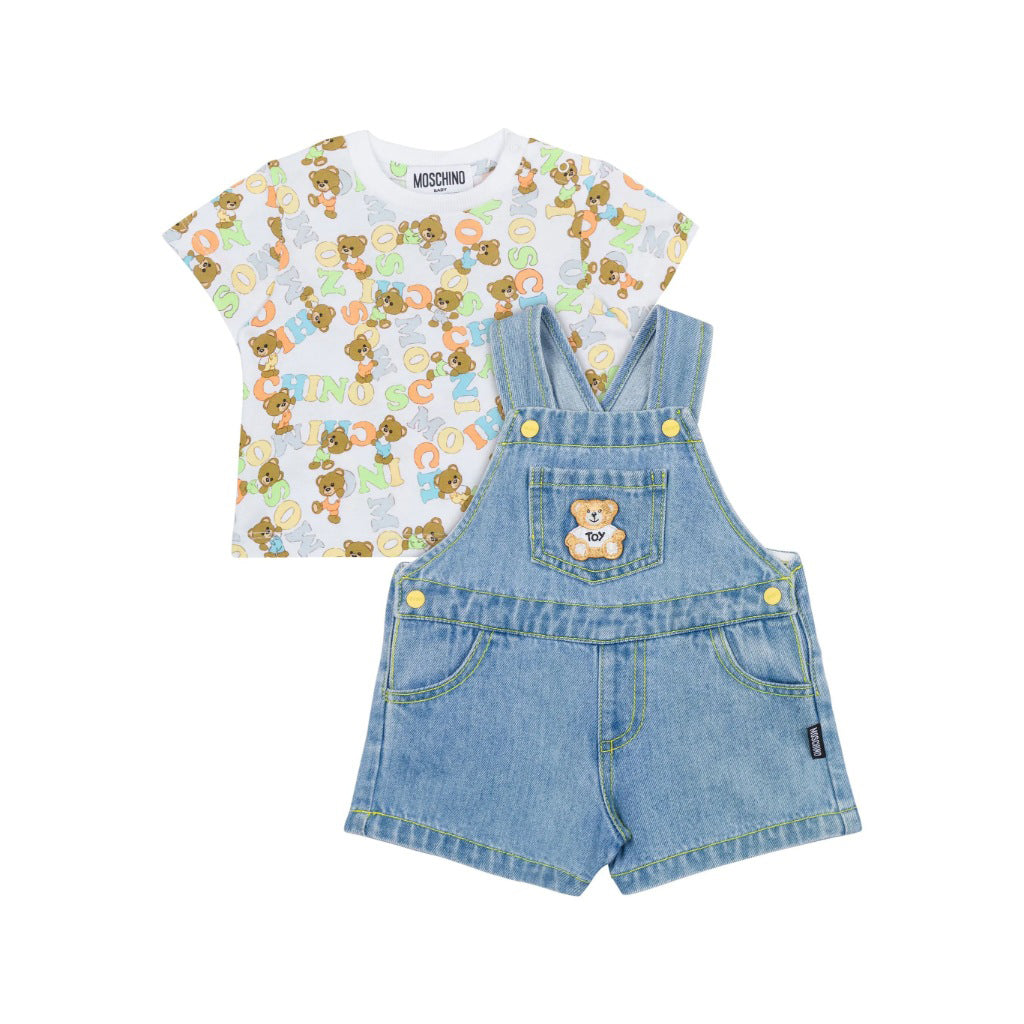 Moschino Kids Baby Bear T-shirt and Dungarees Set