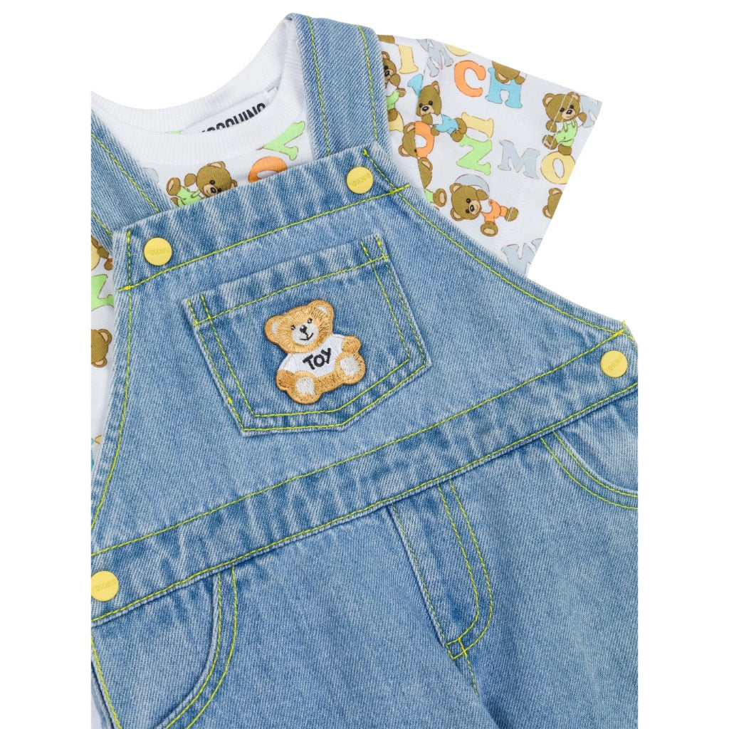 Moschino Kids Baby Bear T-shirt and Dungarees Set