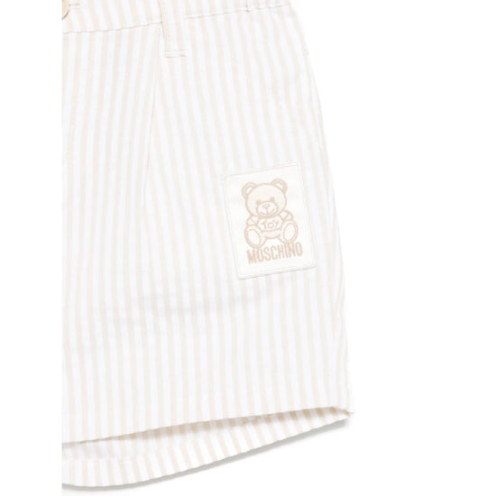 Moschino Kids Teddy Patch Striped Shorts