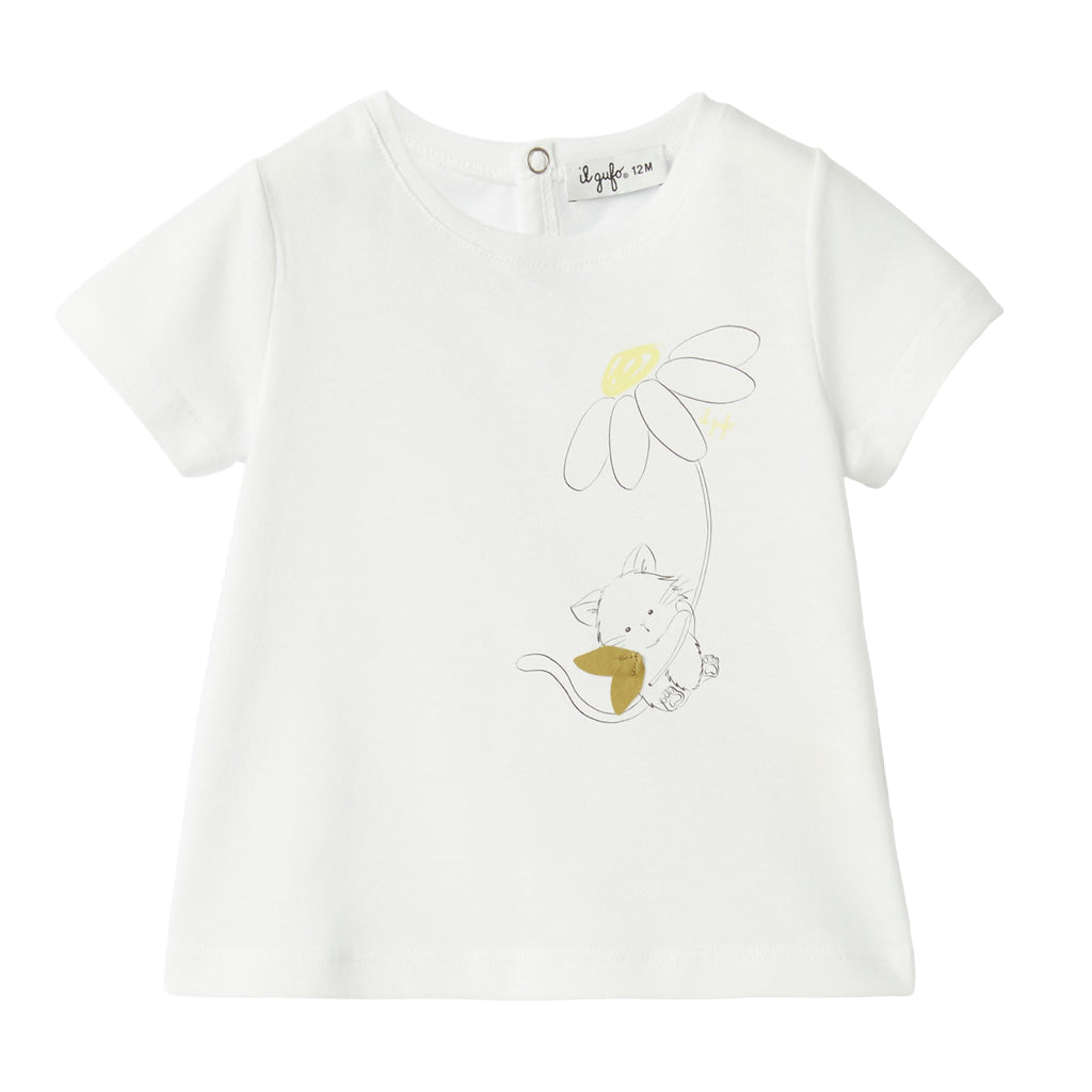 Il Gufo Cat Flower T-shirt