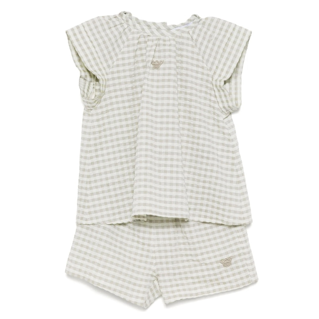 Emporio Armani Junior Gingham Blouse and Shorts Set