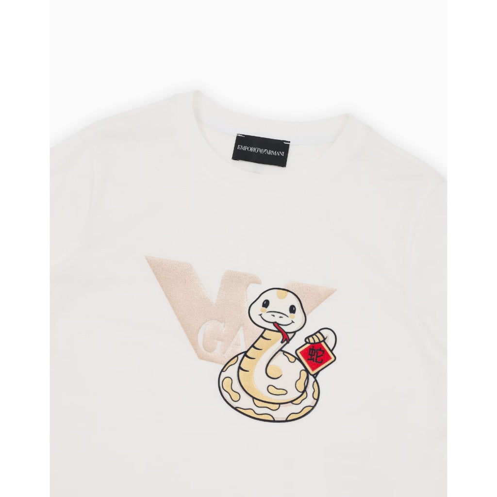 Emporio Armani Junior Snake Logo Graphic T-shirt