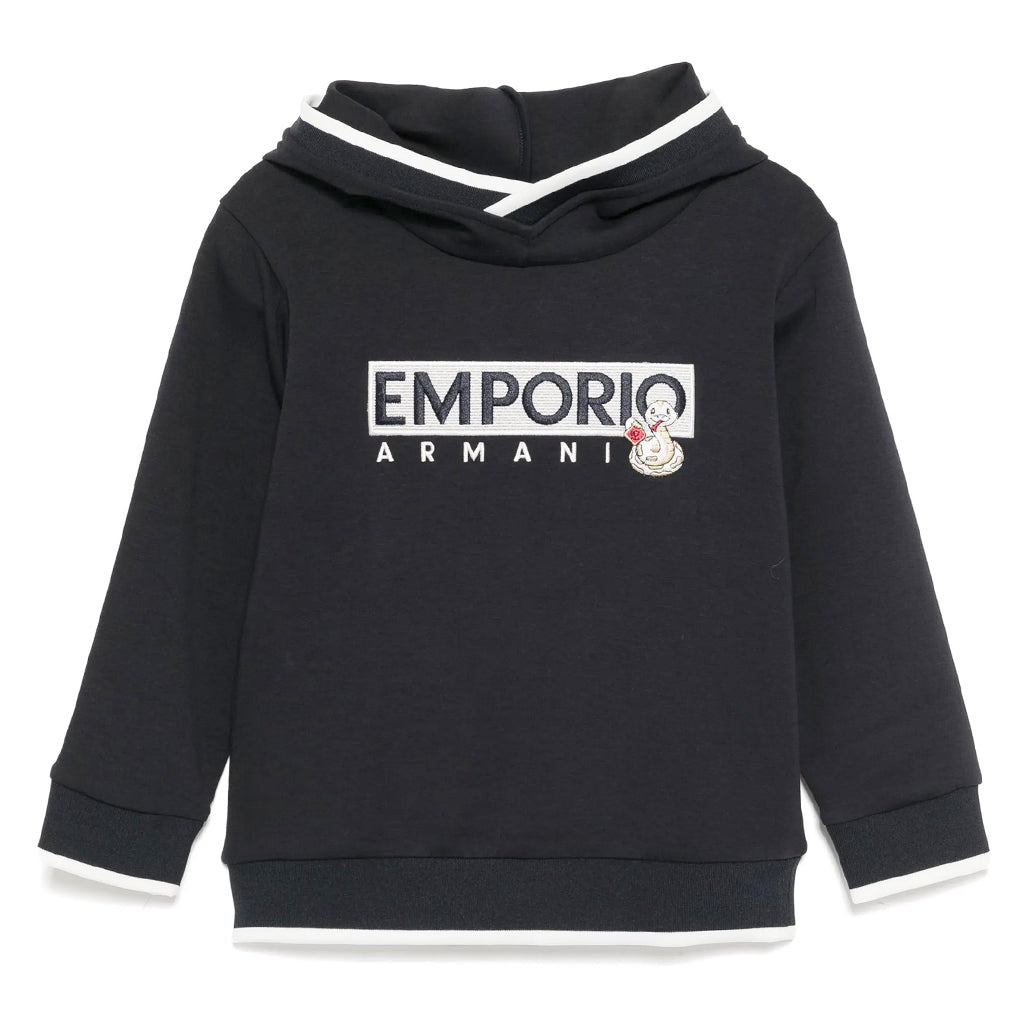 Emporio Armani Junior Snake Logo Graphic Hooded Sweashirt