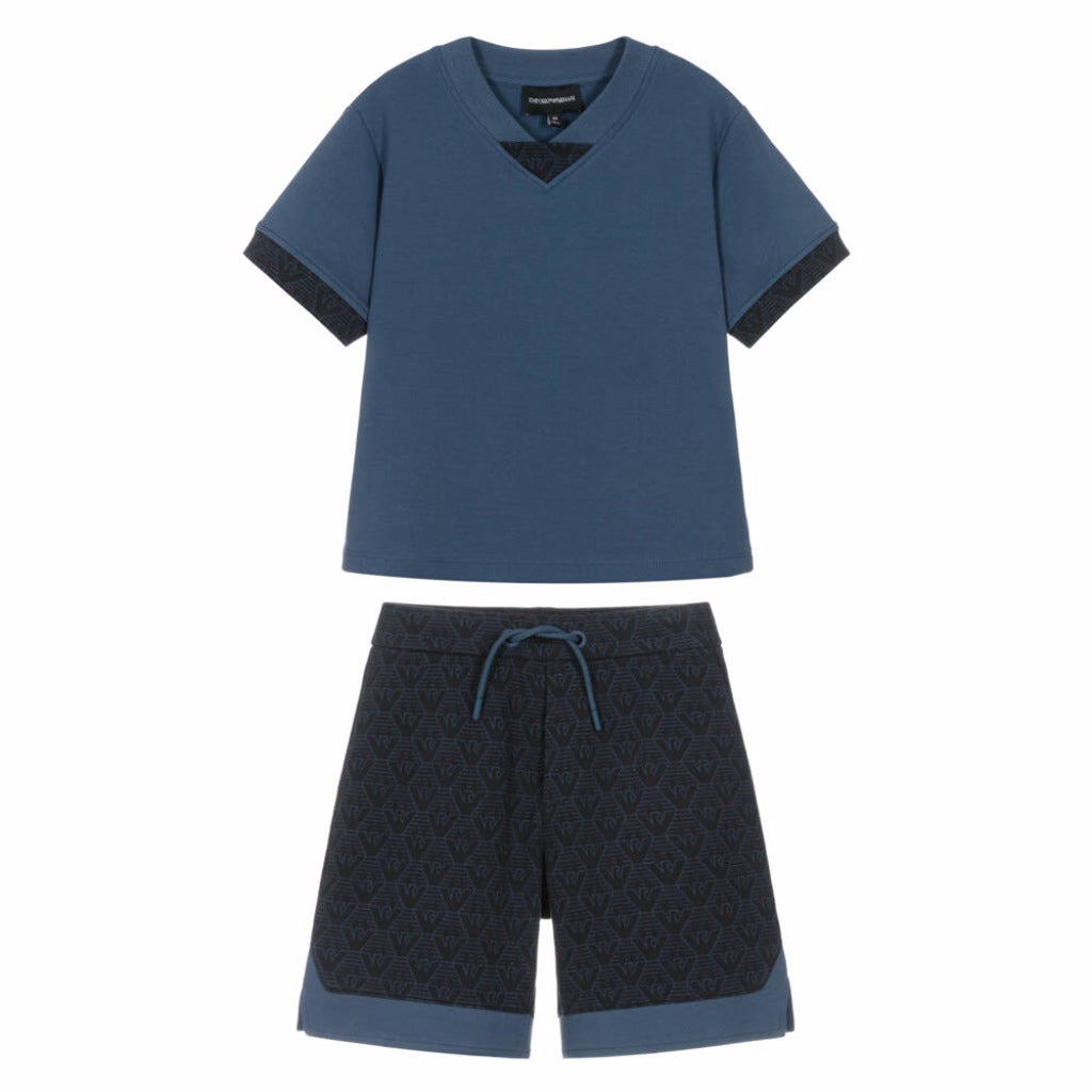 Emporio Armani Junior Eagle Pattern T-shirt and Shorts Set