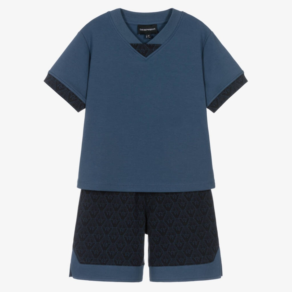 Emporio Armani Junior Eagle Pattern T-shirt and Shorts Set