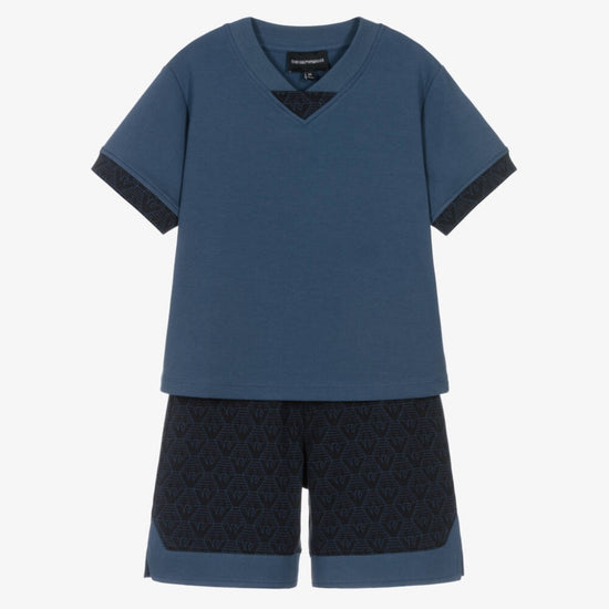Emporio Armani Junior Eagle Pattern T-shirt and Shorts Set