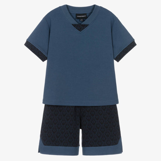 Emporio Armani Junior Eagle Pattern T-shirt and Shorts Set