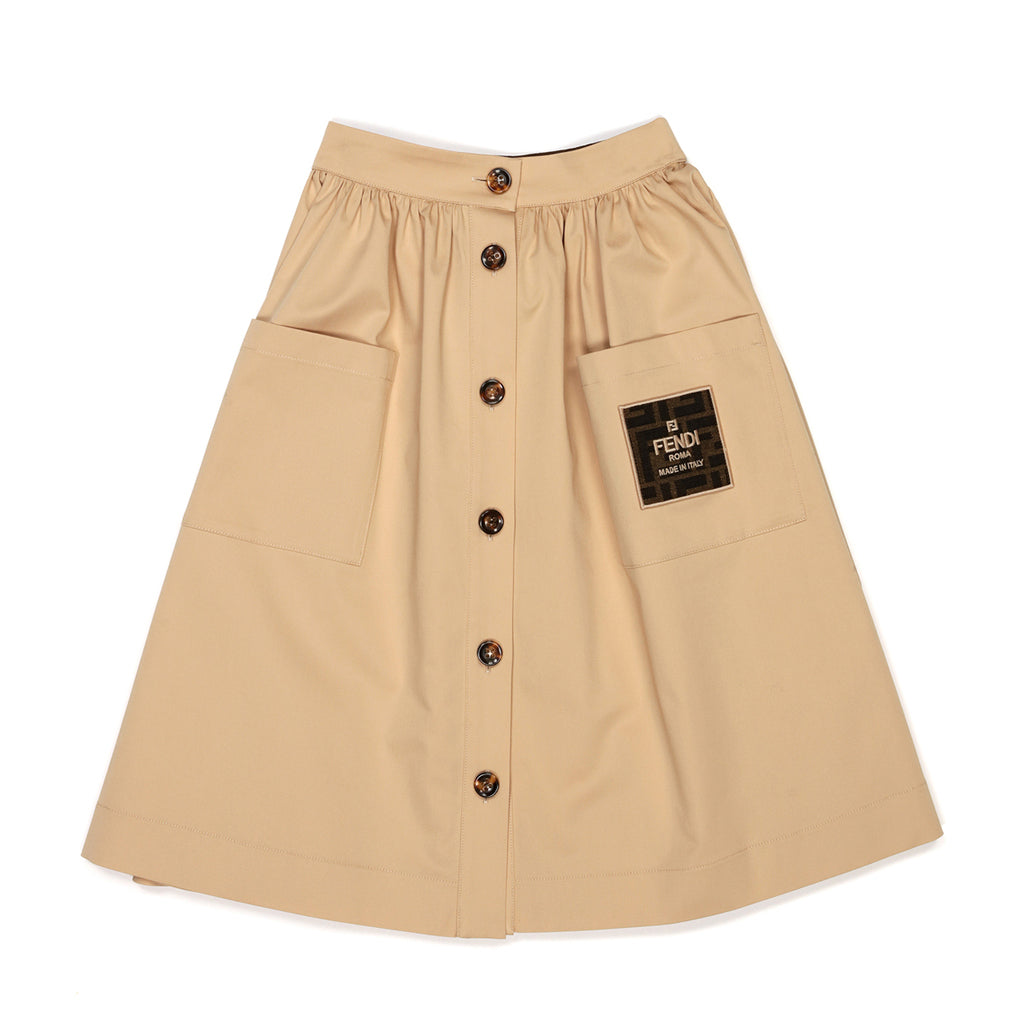 Fendi Kids Stretch Gabardine Midi Skirt
