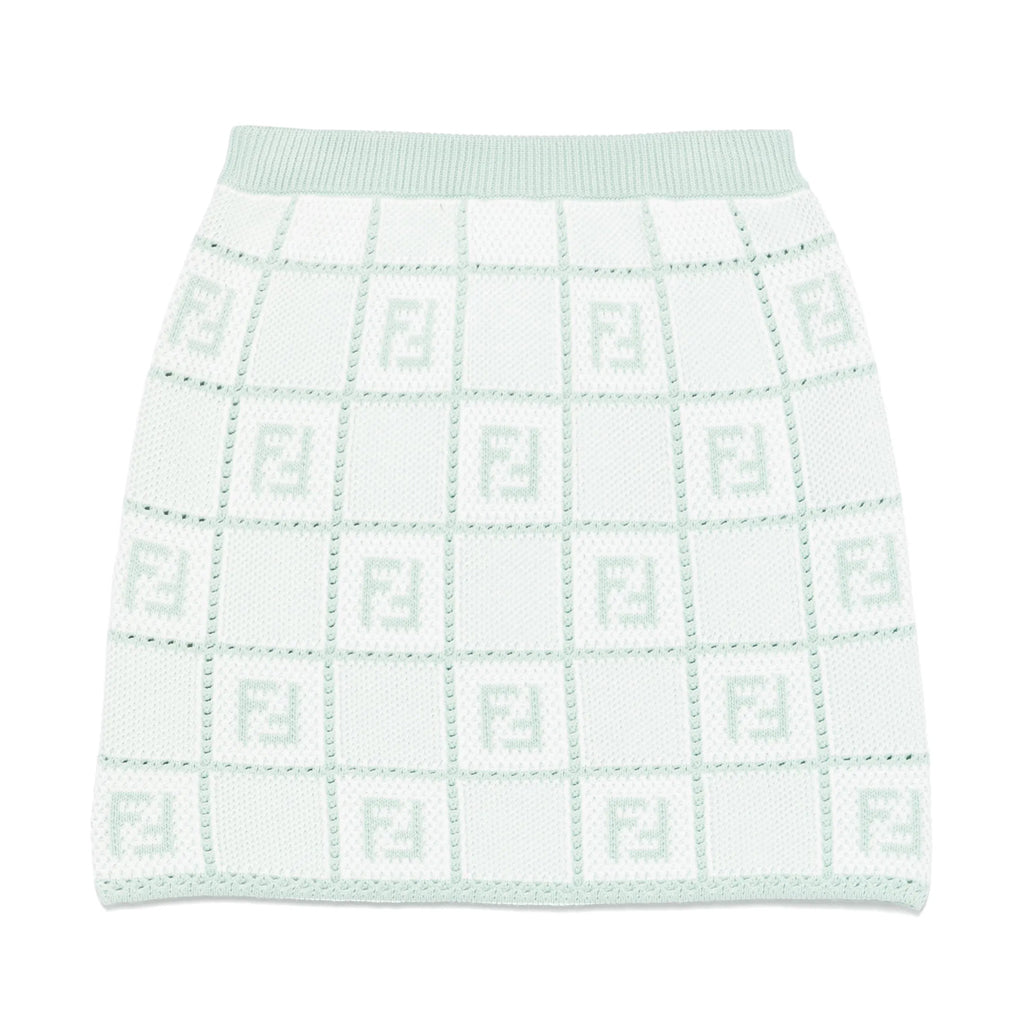 Fendi Kids Crochet Knit FF Jacquard Junior Skirt