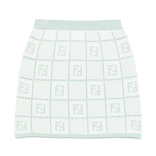 Fendi Kids Crochet Knit FF Jacquard Junior Skirt