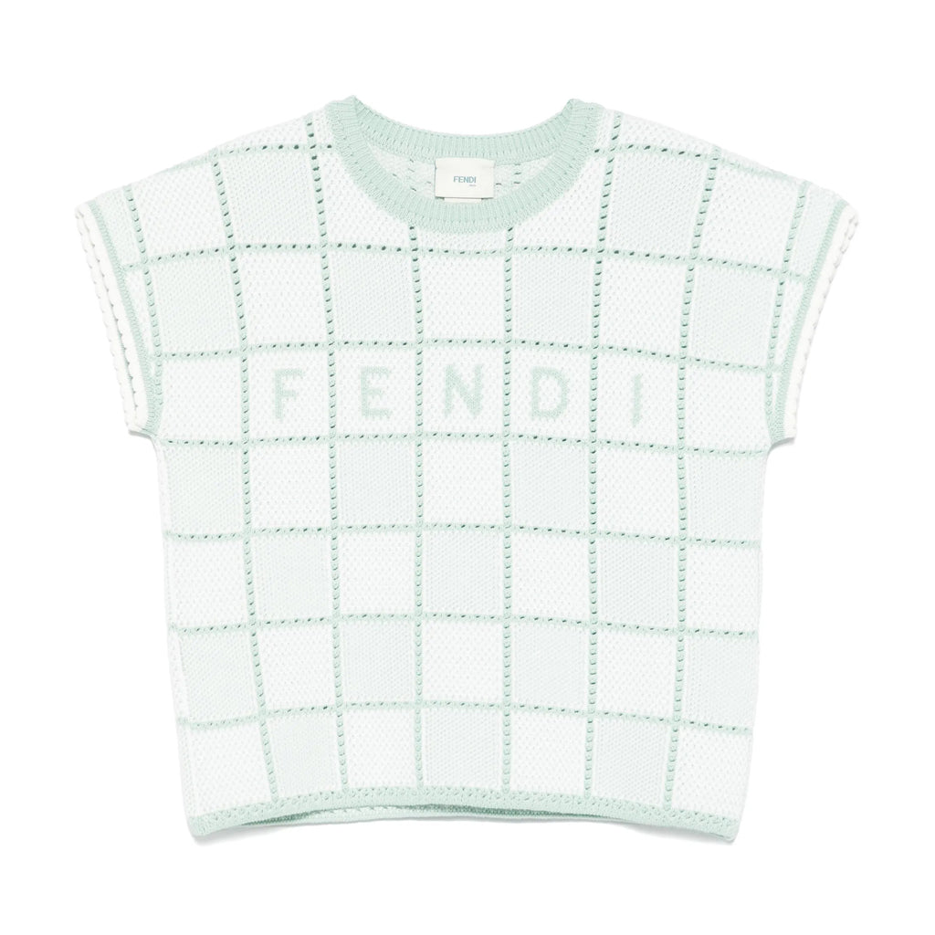 Fendi Kids Crochet Knit FF Jacquard Boxy