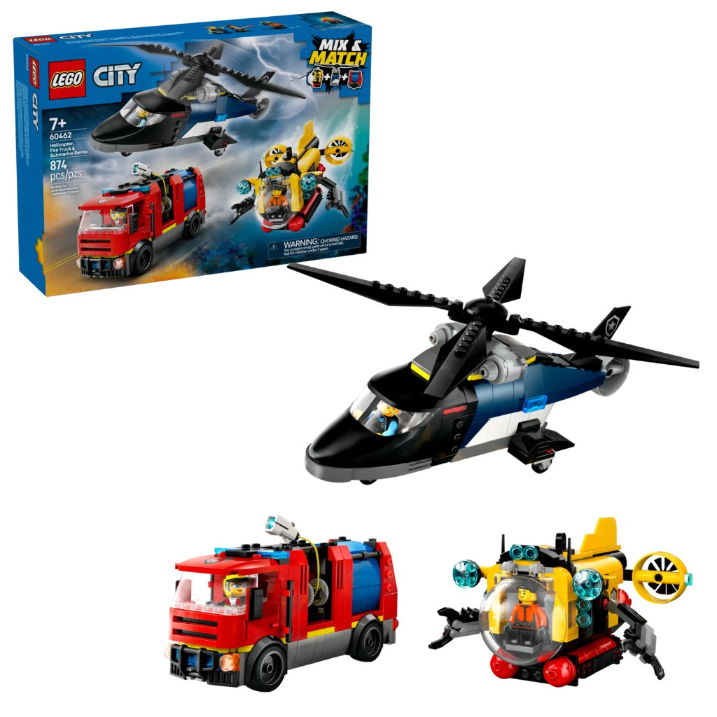 LEGO Helicopter, Fire Truck & Submarine Remix