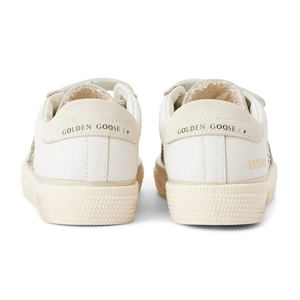 Golden Goose May School Glitter and Leather Upper Suede Toe and Heel