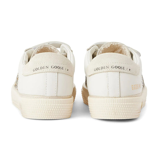 Golden Goose May School Glitter and Leather Upper Suede Toe and Heel