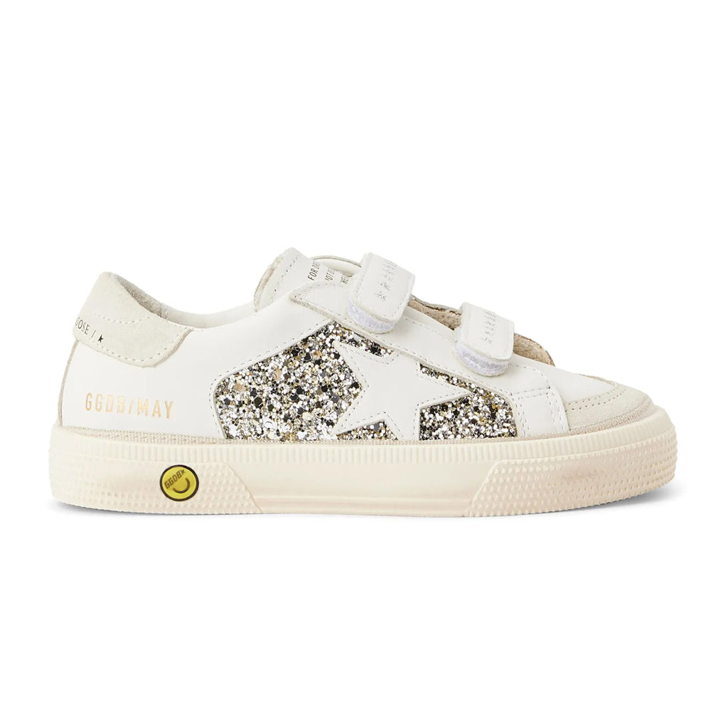 Golden Goose May School Glitter and Leather Upper Suede Toe and Heel