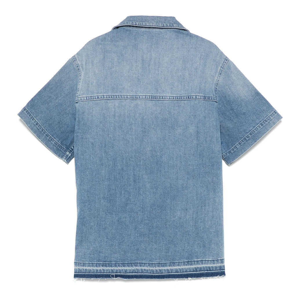 Golden Goose Journey Unisex Boxy Shirt Lightweight Cotton Denim With Patch and Embroidery