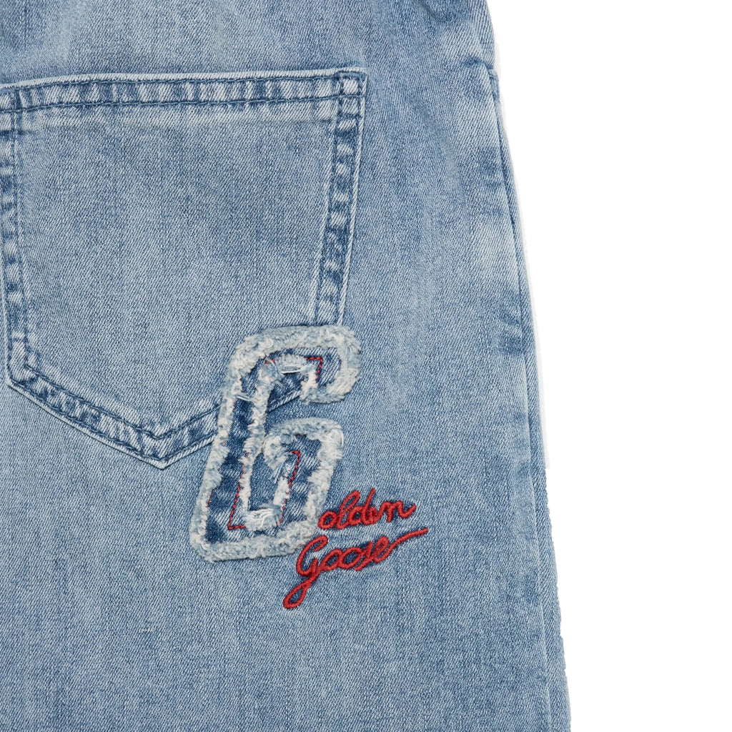 Golden Goose Journey Unisex Short Pant Lightweight Cotton Denim With Patch and Embroidery