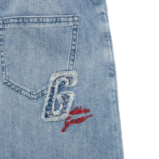 Golden Goose Journey Unisex Short Pant Lightweight Cotton Denim With Patch and Embroidery