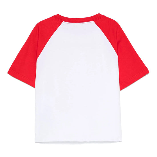 Golden Goose Journey Girl’s Crop Raglan T-shirt Cotton Jersey Contrast Sleeve With Print