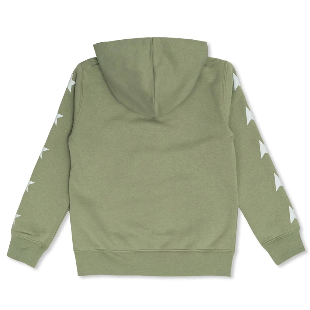 Golden Goose Star Girl’s Zipped Sweatshirt Hoodie Kangaroo Pocket Glitter Multistar Printed