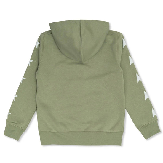 Golden Goose Star Girl’s Zipped Sweatshirt Hoodie Kangaroo Pocket Glitter Multistar Printed