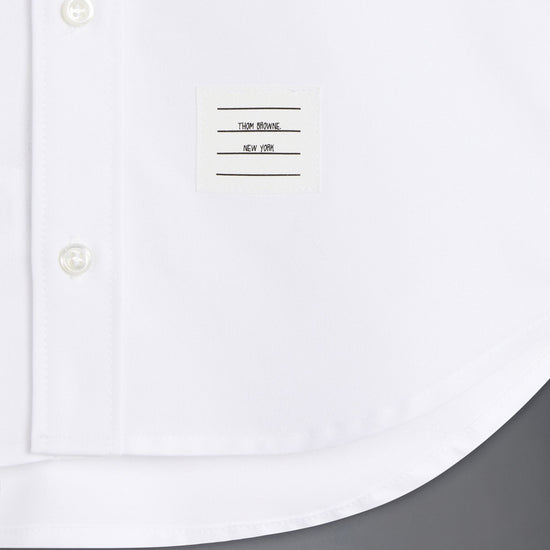Thom Browne Kids Classic Button Down Point Collar Shirt in Solid Poplin